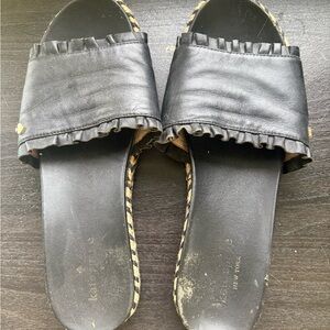 Kate Spade Black Ruffle Slide Sandals